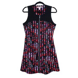 Forever 21 Floral Striped Front Zipper A-line Dress